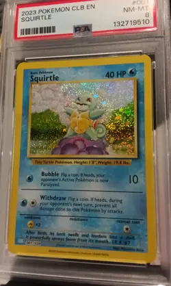 PSA 8 Squirtle 001/034 Classic Collection English Holo Graded Pokemon Card - Image 1