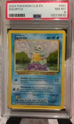 PSA 8 Squirtle 001/034 Classic Collection English Holo Graded Pokemon Card - Image 2
