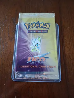 Empty 1st Edition Celebi artwork Neo Destiny Set Pokemon Card Opened Pack - Image 1