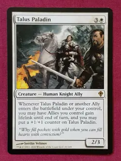 Magic The Gathering WORLDWAKE TALUS PALADIN single white card MTG - Image 1