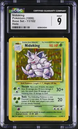 1999 Pokemon Base Set Unlimited Nidoking Holo Rare #11/102 CGC 9 Mint - Image 1