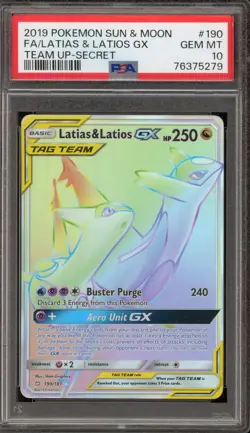 Pokemon Latias & Latios GX Team Up Secret Rare Full Art #190 PSA 10 Gem Mint - Image 1