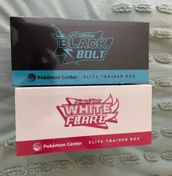 Pokemon Scarlet and Violet Black Bolt/White Flare Pokemon Center ETBs SEALED NEW - Image 3