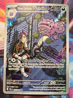 Team Rocket’s Weezing 199 /182 Illustration Rare Pokemon Destined Rivals NM - Image 1