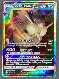 Pokemon Alolan Raticate GX 85/168 CES Celestial Storm NM - Image 1