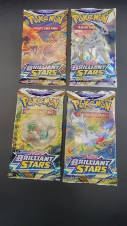 Pokemon Brilliant Stars Booster Pack Art Set 4x Sealed Packs Sword & Shield - Image 1