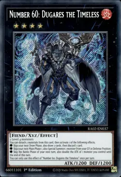 Number 60: Dugares The Timeless - Secret Rare 1st Edition RA02-EN037 NM YuGiOh - Image 1