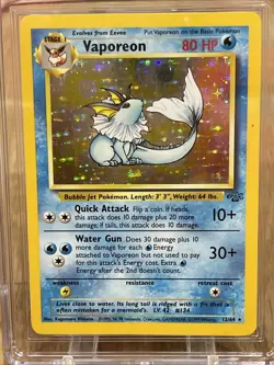Vaporeon Holo Rare Vintage Pokemon Card Jungle Set 12/64 Graded CGC 6.5 Ex/NM+ - Image 2