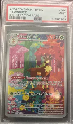 Pokemon TCG Sawsbuck Card 166/162 PSA 9 - Image 1