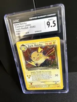 CGC 9.5 MINT+ Dark Raichu 2000 Team Rocket 83/82 Holo W/ 1/2 SWIRL Pokemon Card - Image 3