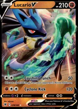 Pokemon Lucario V 078/189 Astral Radiance Rare Holo Basic 2022 Trading Card - Image 1