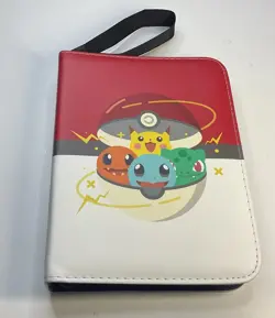 Pokemon-Themed 3-Ring Card Binder & Pages, Pikachu Charmander Squirtle Bulbasaur - Image 1