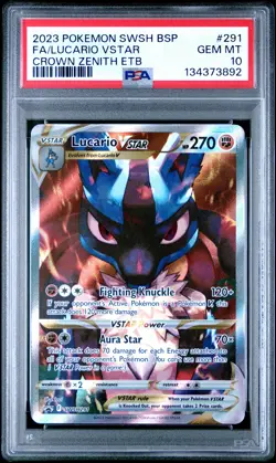 2023 POKEMON SWSH BLACK STAR PROMO #291 FULL ART/LUCARIO VSTAR PSA 10 - Image 1