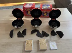 1999 Burger King 23K Gold Pokemon Cards Set - Poliwhirl & Jigglypuff + Pokeballs - Image 1
