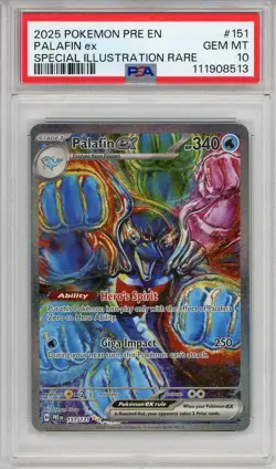 2025 Pokemon Prismatic Evolutions Palafin Ex 151/131 PSA 10 - Image 1