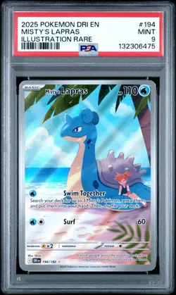 2025 POKEMON DRI EN-DESTINED RIVALS ILLUSTRATION RARE #194 MISTY'S LAPRAS PSA 9 - Image 1
