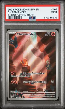 2023 POKEMON MEW EN-151 ILLUSTRATION RARE #168 CHARMANDER PSA 9 - Image 1