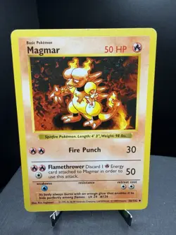 Pokemon TCG WOTC Shadowless Base Set Magmar 36/102 Uncommon MP - Image 1