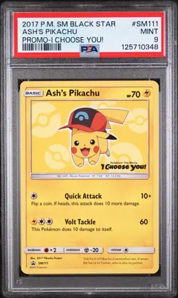 2017 Pokemon Sm Black Star Promo #SM111 Ash'S Pikachu PSA 9 - Image 1