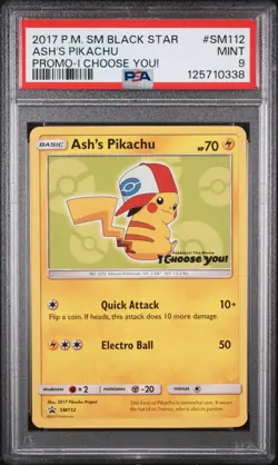 2017 Pokemon Sm Black Star Promo #SM112 Ash'S Pikachu PSA 9 - Image 1