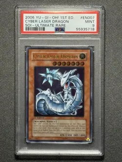 PSA 9 Yugioh SOI-EN007 Cyber Laser Dragon 1st Edition Ultimate Rare 2006 - Image 1