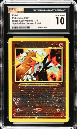 CGC 10 GEM MINT Entei 34 Black Star Promo Reverse Holo Vintage 2001 Pokemon Card - Image 1