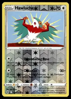 Hawlucha 127/172 Pokemon Card Brilliant Stars Common 70 HP Reverse Holo NM M48 - Image 1