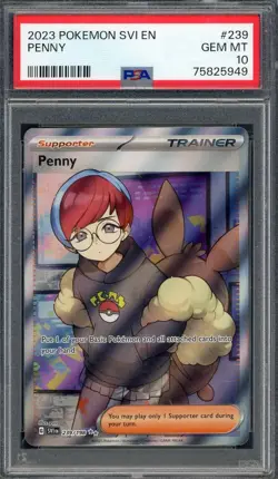 PSA 10 Penny (FA) Scarlet & Violet Base Set 239/198 Holo Pokemon Card B10 - Image 1