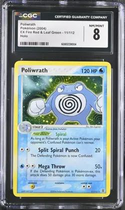 CGC 8 Poliwrath 2004 EX Fire Red & Leaf Green 11/112 Holo Pokemon Card - Image 1