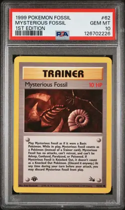 1999 POKEMON FOSSIL 1ST ED #62 MYSTERIOUS FOSSIL PSA 10 - Image 1