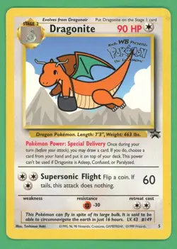 Dragonite Pokemon The First Movie Promo WOTC Black Star Promo 5 LP/MP - Image 1