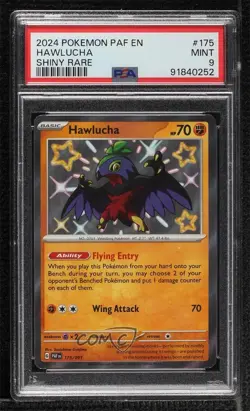 Shiny Rare - Hawlucha Pokemon Scarlet & Violet Paldean Fates PAF PSA 9 MINT - Image 1