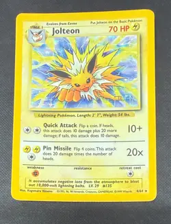 POKEMON TCG JOLTEON 4/64 JUNGLE LIGHT/MEDIUM PLAY RARE NO SET SYMBOL - Image 1