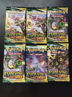 6x Pokemon SWSH Evolving Skies Booster Pack Lot Factory Sealed Unweighed - Image 1