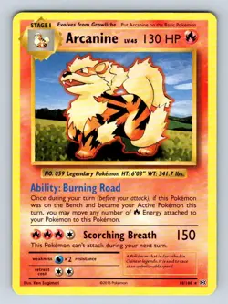 Pokemon Arcanine Rare XY Evolutions 18/108 NM - Image 1