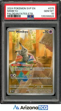 Pokemon 2024 Mimikyu 075 SVP Paldean Fates ETB GEM MINT PSA 10 - Image 1