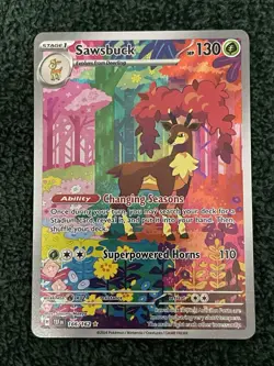 Pokemon Sawsbuck -166/162 Illustration Rare Holo SV05: Temporal Forces NM - Image 1