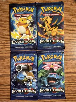 4 Sealed Unopened Pokemon XY Evolutions Booster Packs (1 Of Each Artwork) 820650801556 - Image 1