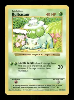 Pokemon Bulbasaur Common Base Set (Shadowless) 044/102 LP - Image 1