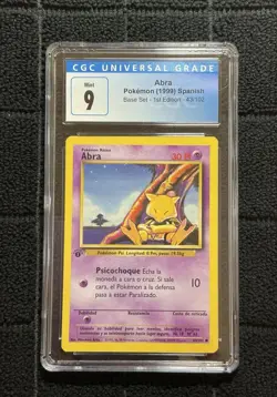 Abra Pokemon 1999 43/102 1st Edition CGC 9 Spanish Rare PSA - Image 1