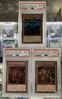 2020 Yu-Gi-Oh Obelisk/ Slifer/ Ra Speed Duel 1st Edition SP PSA 10 (Lot Of 3) - Image 2