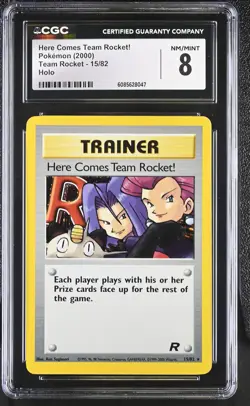 CGC 8 Here Comes Team Rocket! 2000 Team Rocket 15/82 Holo Pokemon Card - Image 1