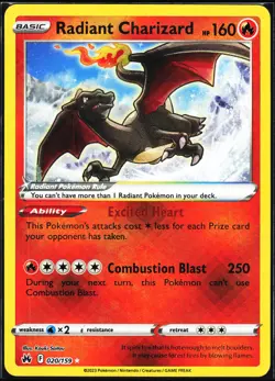 Pokemon Card- Radiant Charizard Crown Zenith #020/159 - Image 1