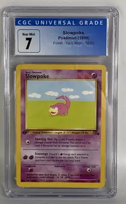 1999 Pokemon Fossil Set 1st Edition Slowpoke Card #55/62 CGC 7 Near Mint - Image 3