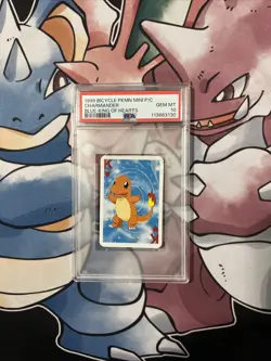 PSA 10 GEM MINT 1999 POKEMON MINI PLAYING CARDS CHARMANDER Blue KING OF HEARTS - Image 1