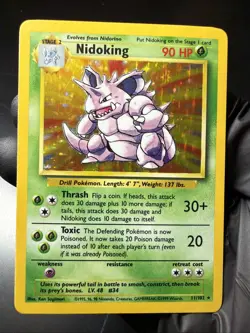 Pokemon TCG Base Set Nidoking Holo Rare Card 11/102 1999 - Image 1