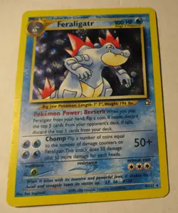 Pokemon TCG Neo Genesis Feraligatr 4/111 Holo Card 2000 Played Used Vintage - Image 2