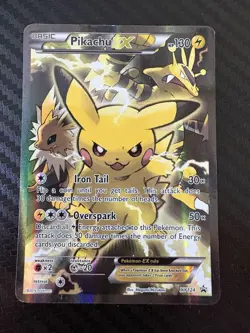 Pikachu EX XY124 Full Art Holo XY Black Star Promo Pokemon Card HP/ Damaged - Image 1