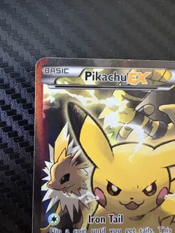 Pikachu EX XY124 Full Art Holo XY Black Star Promo Pokemon Card HP/ Damaged - Image 2