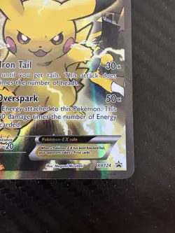 Pikachu EX XY124 Full Art Holo XY Black Star Promo Pokemon Card HP/ Damaged - Image 4